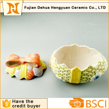 Huevo de Pascua forma de cerámica Cookie jarra para la decoración del hogar